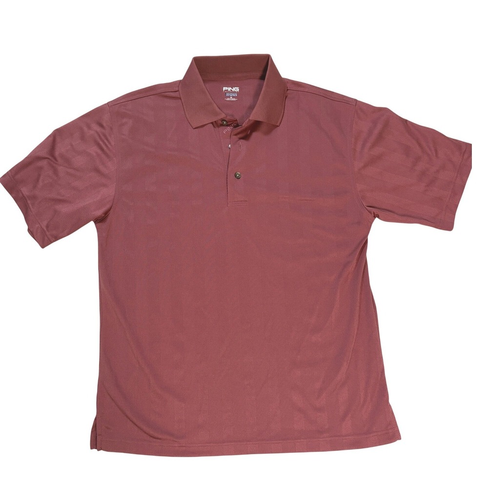 Ping Collection Performance Dynamics Mens Small Mauve Striped Golf Polo Shirt